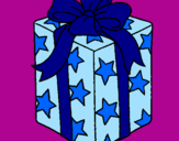 Coloring page Present wrapped in starry paper painted byalyssa