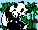 Coloring page Panda mother painted bydani
