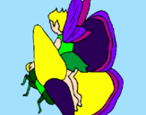 Coloring page Fairy and butterfly painted bycrystalena