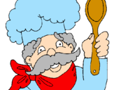 Coloring page Chef with moustache painted byhelen