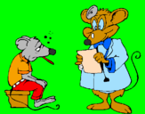 Coloring page Doctor and mouse patient painted byacirema
