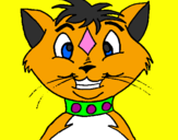Coloring page Cat with collar painted byyuretzi y rosendo