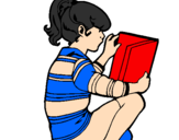 Coloring page Little girl reading painted byJacob