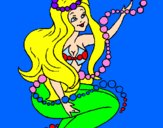 Coloring page Mermaid and bubbles painted bykai lee