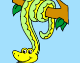 Coloring page Snake hanging from a tree painted byDANI