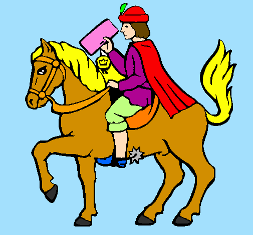 Christmassy postman on horseback