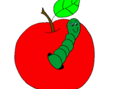 Coloring page Apple with worm painted byiofciu