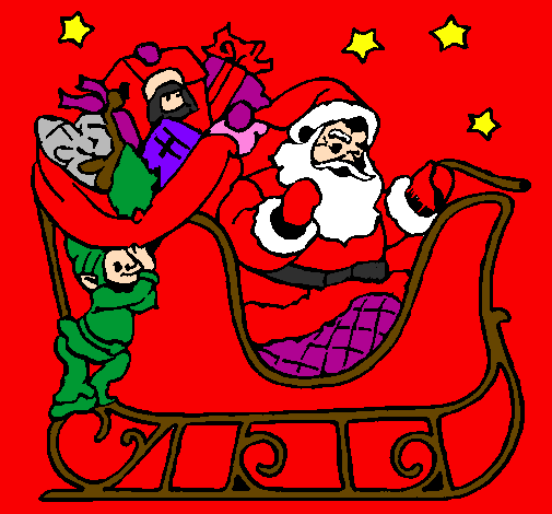 Coloring page Father Christmas in his sleigh painted bymarisol salazar