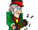 Coloring page Leprechaun with accordion painted byJOC
