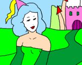 Coloring page Princess and castle painted bynaza