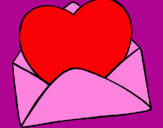 Coloring page Heart in an envelope painted bymimi