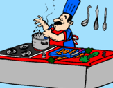 Coloring page Cook in the kitchen painted byfatima