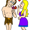 Coloring page Mayan youths in love painted bymetha
