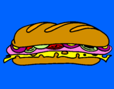 Coloring page Vegetable sandwich painted byon a roll