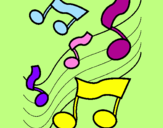 Coloring page Musical notes on the scale painted by bea