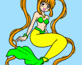 Coloring page Mermaid with pearls painted bylolita