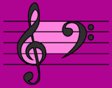 Coloring page Treble and bass clefs painted byEVELYN