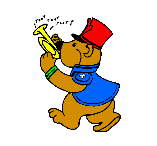 Coloring page Bear trumpet player painted bykomal messi