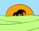 Coloring page Elephant at dawn painted bychristmlolo