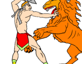 Coloring page Gladiator versus a lion painted bymeghan