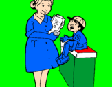 Coloring page Nurse and little boy painted bye