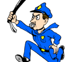 Coloring page Police officer running painted bycilla