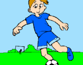 Coloring page Playing football painted bybaby