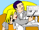 Coloring page Father teaching daughter painted byjose antonio
