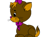 Coloring page Cat with bow painted by**ika**