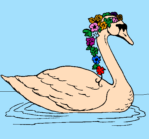 Swan with flowers