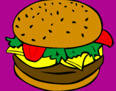 Coloring page Hamburger with everything painted bypai
