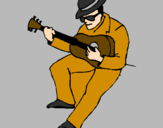 Coloring page Guitarist wearing hat painted byaiste112