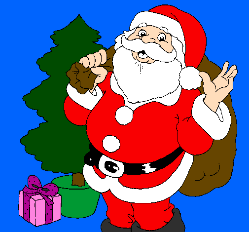 Santa Claus and a Christmas tree