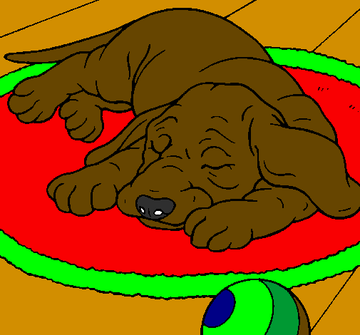 Colored page Sleeping dog painted by kylie