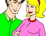 Coloring page Father and mother painted bysarita
