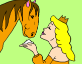Coloring page Princess and horse painted bytammana