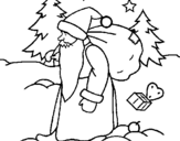 Coloring page Father Christmas delivering presents painted byyuan