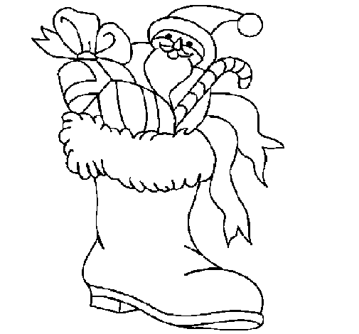 Coloring page Boot full of presents painted byyuan