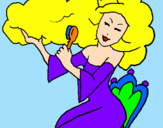 Coloring page Princess brushing her hair painted bykeidykatelin