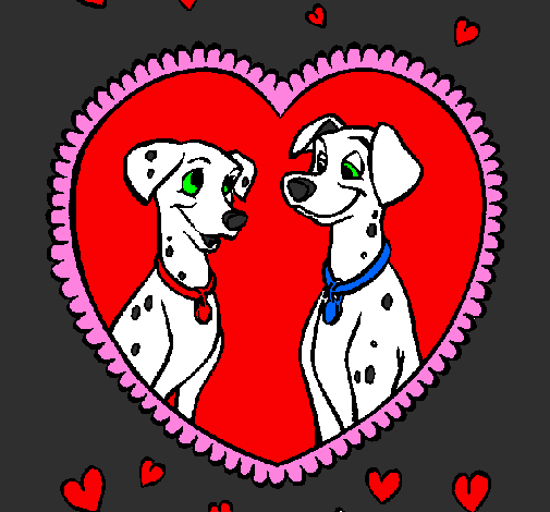 Coloring page Dalmatians in love painted byjulia