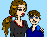Coloring page Mother and son  painted byWyatt