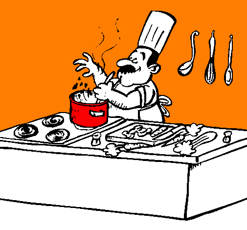Coloring page Cook in the kitchen painted byasa