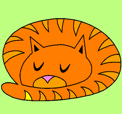 Coloring page Sleeping cat painted byzoe