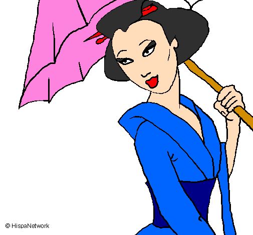 Geisha with umbrella