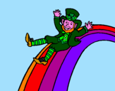 Coloring page Leprechaun on a rainbow painted byamy