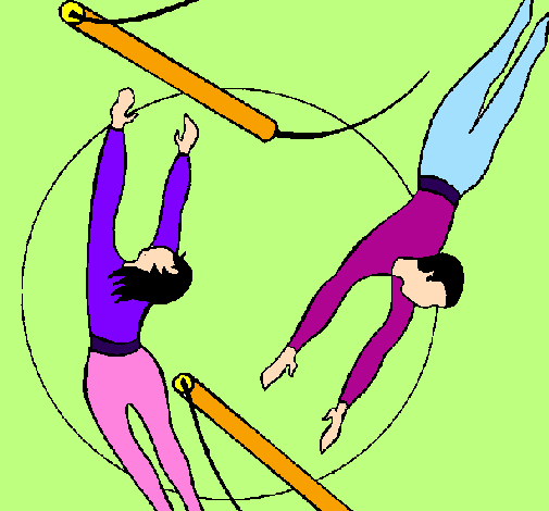 Trapeze artists jumping