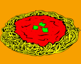 Coloring page Spaghetti with cheese painted byjulia torras gusi