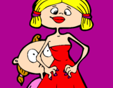 Coloring page Mother and daughter  painted byElla321999