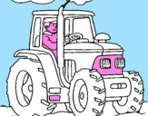 Coloring page Tractor working painted bykeoma
