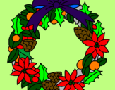 Coloring page Wreath of Christmas flowers painted byleah